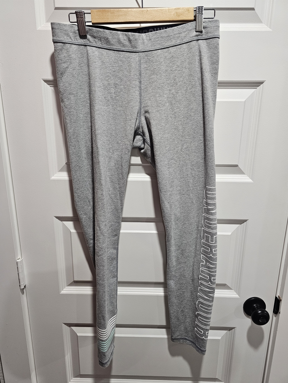 Under Armour Gray Womans Logo Leggings with Mint Accent